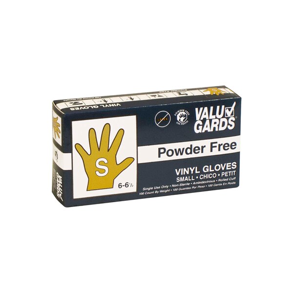 Valugards PF, Vinyl Disposable Gloves, Vinyl, Powder-Free, S, 1000 PK, Clear